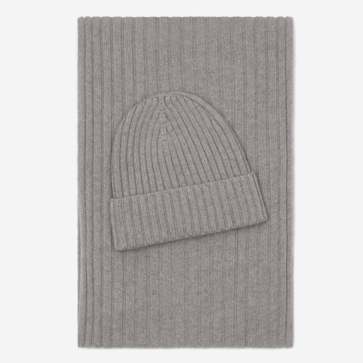 Milano (light grey) - Italian 100% cashmere ribbed beanie (unisex) — photo 4 of 10