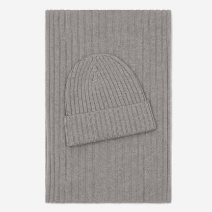 Milano (light grey) - Italian 100% cashmere ribbed beanie (unisex) — photo 4 of 10