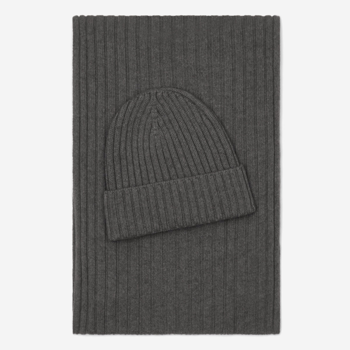 Milano (dark grey) - Italian 100% cashmere ribbed beanie (unisex) — photo 4 of 10