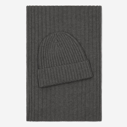Milano (dark grey) - Italian 100% cashmere ribbed beanie (unisex) — photo 4 of 10