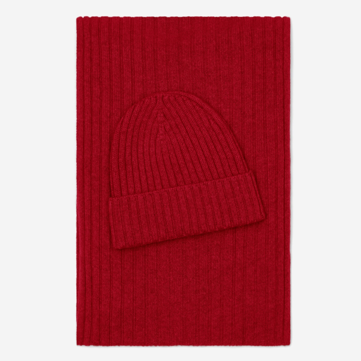 Milano (red) - Italian 100% cashmere ribbed beanie (unisex) — photo 4 of 10