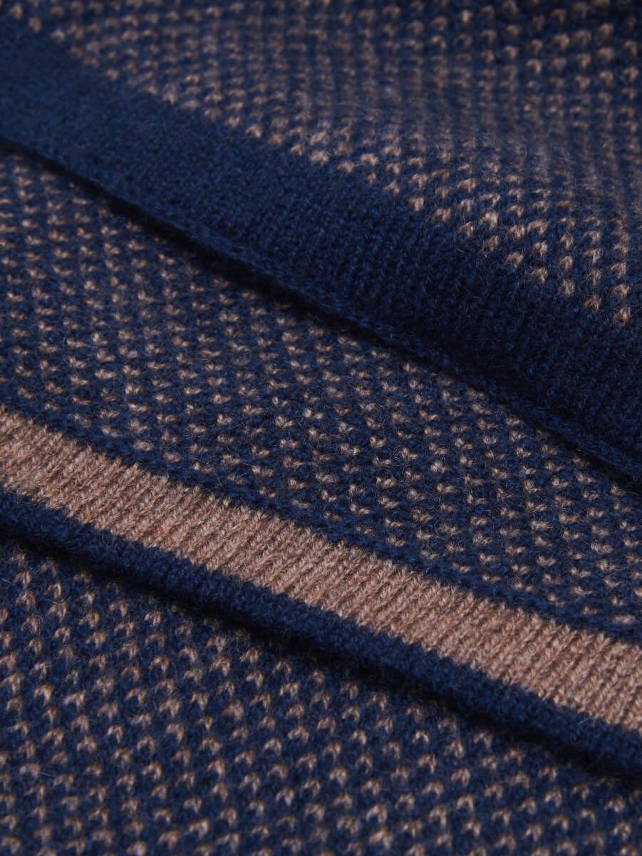 Riccardo (blue & brown) - Italian cashmere scarf with pattern — photo 5 of 10