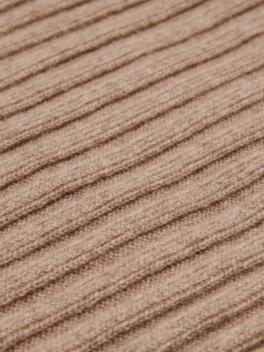 Napoli (brown) - Italian 100% cashmere ribbed scarf (unisex) — photo 2 of 10