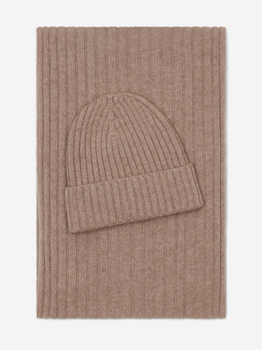 Napoli (brown) - Italian 100% cashmere ribbed scarf (unisex) — photo 4 of 10