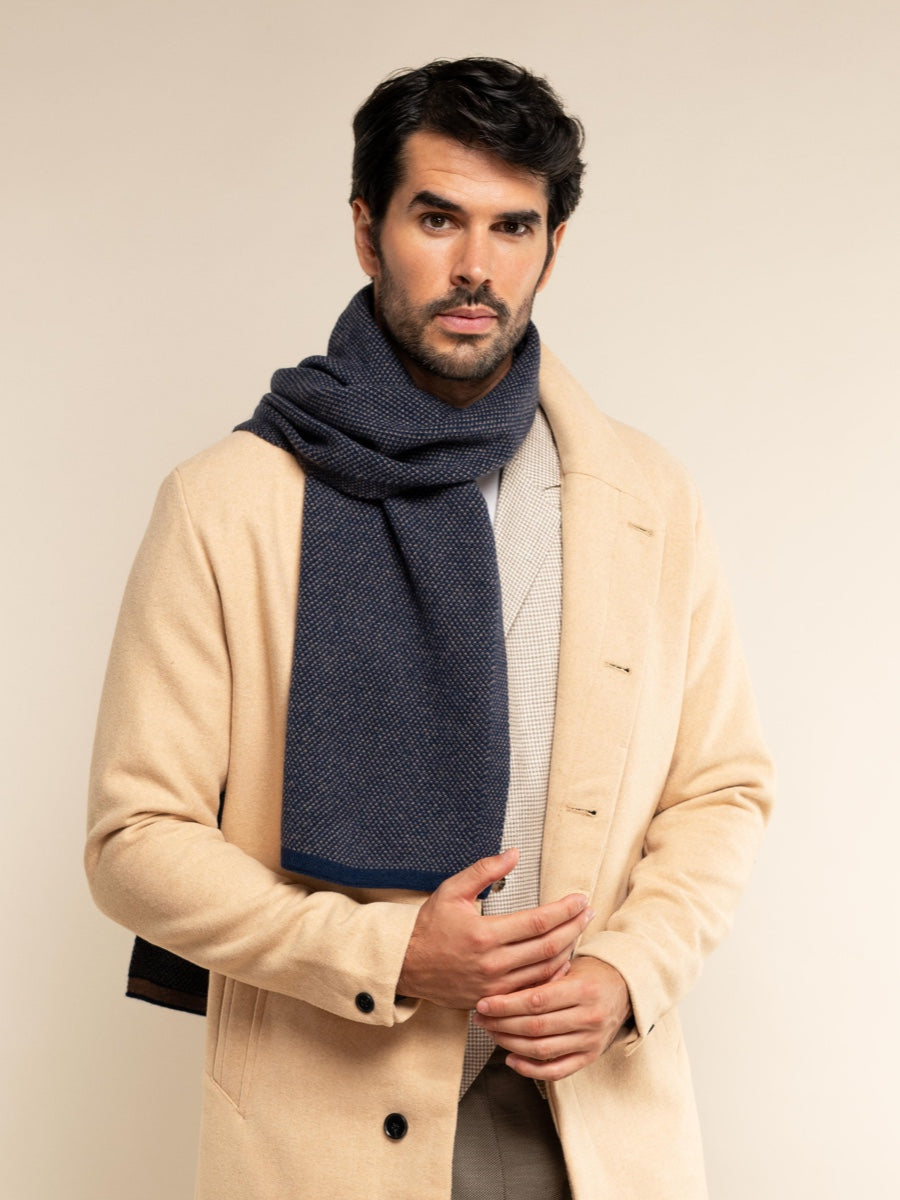 Riccardo (blue & brown) - Italian cashmere scarf with pattern — photo 8 of 10