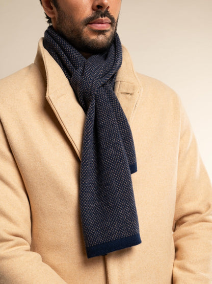 Riccardo (blue & brown) - Italian cashmere scarf with pattern — photo 9 of 10