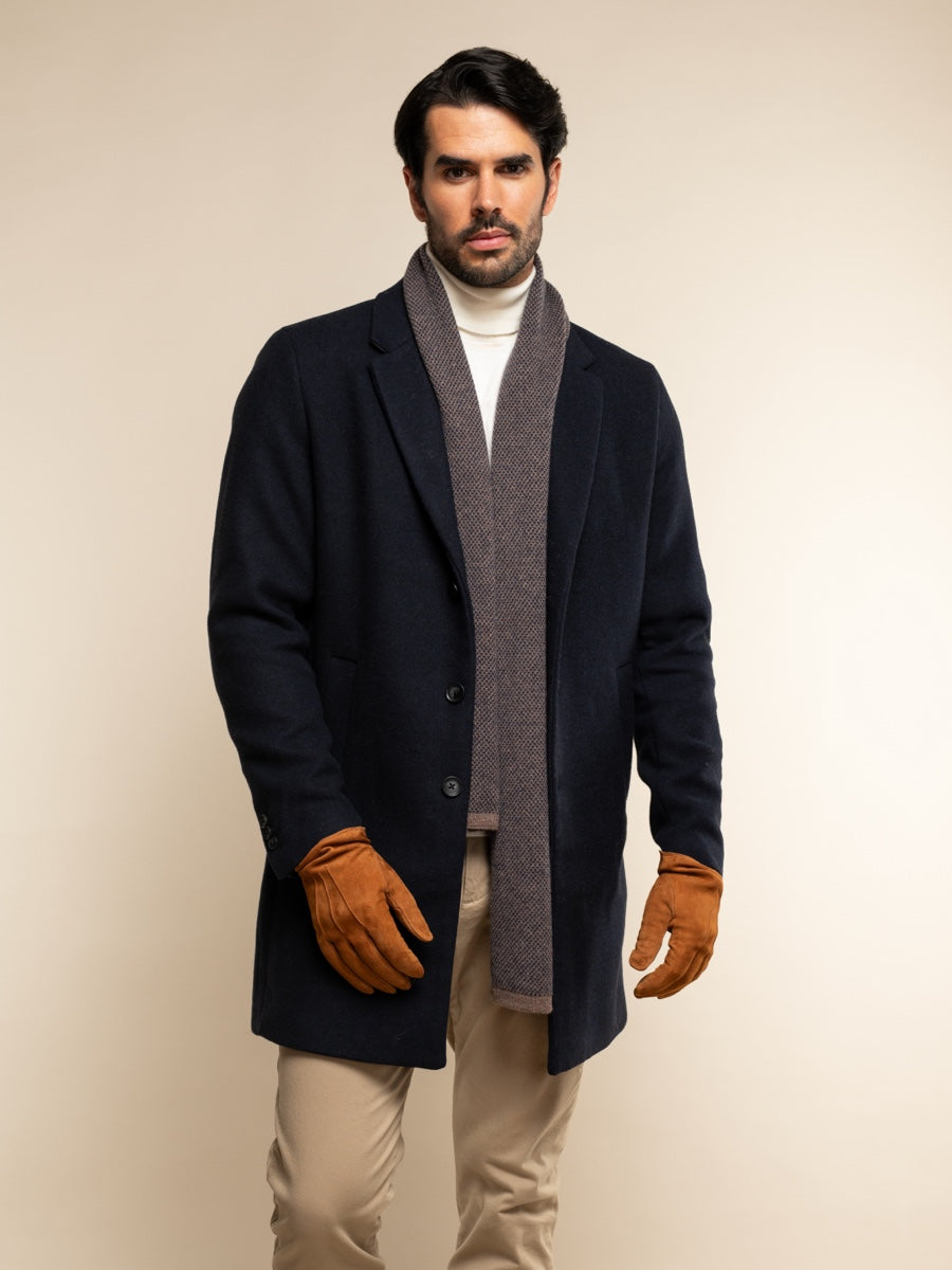 Riccardo (brown & blue) - Italian cashmere scarf with pattern — photo 2 of 8