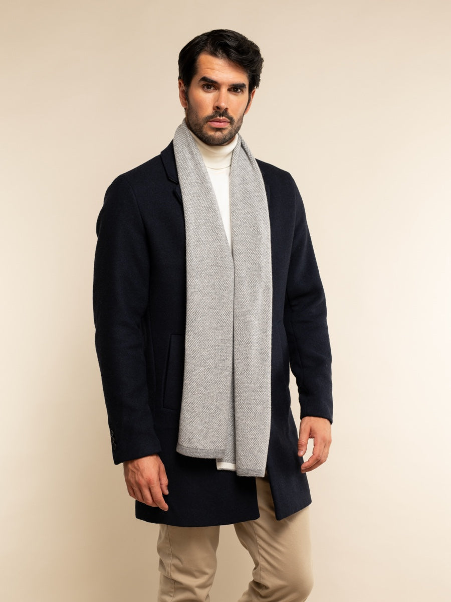 Riccardo (grey & white) - Italian 100% cashmere scarf with pattern — photo 8 of 10