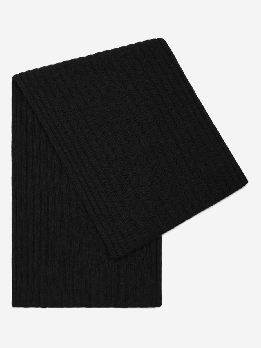 Napoli (black) - Italian 100% cashmere ribbed scarf (unisex) — photo 1 of 10