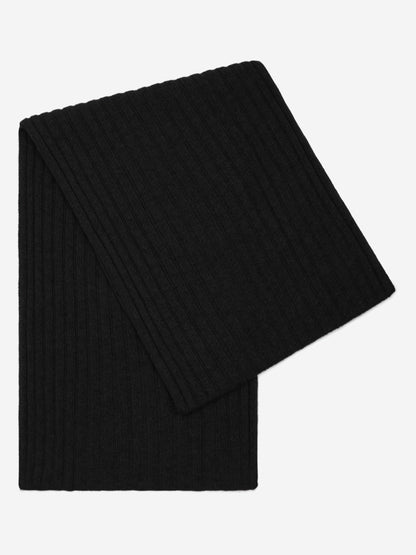 Napoli (black) - Italian 100% cashmere ribbed scarf (unisex) — photo 1 of 10
