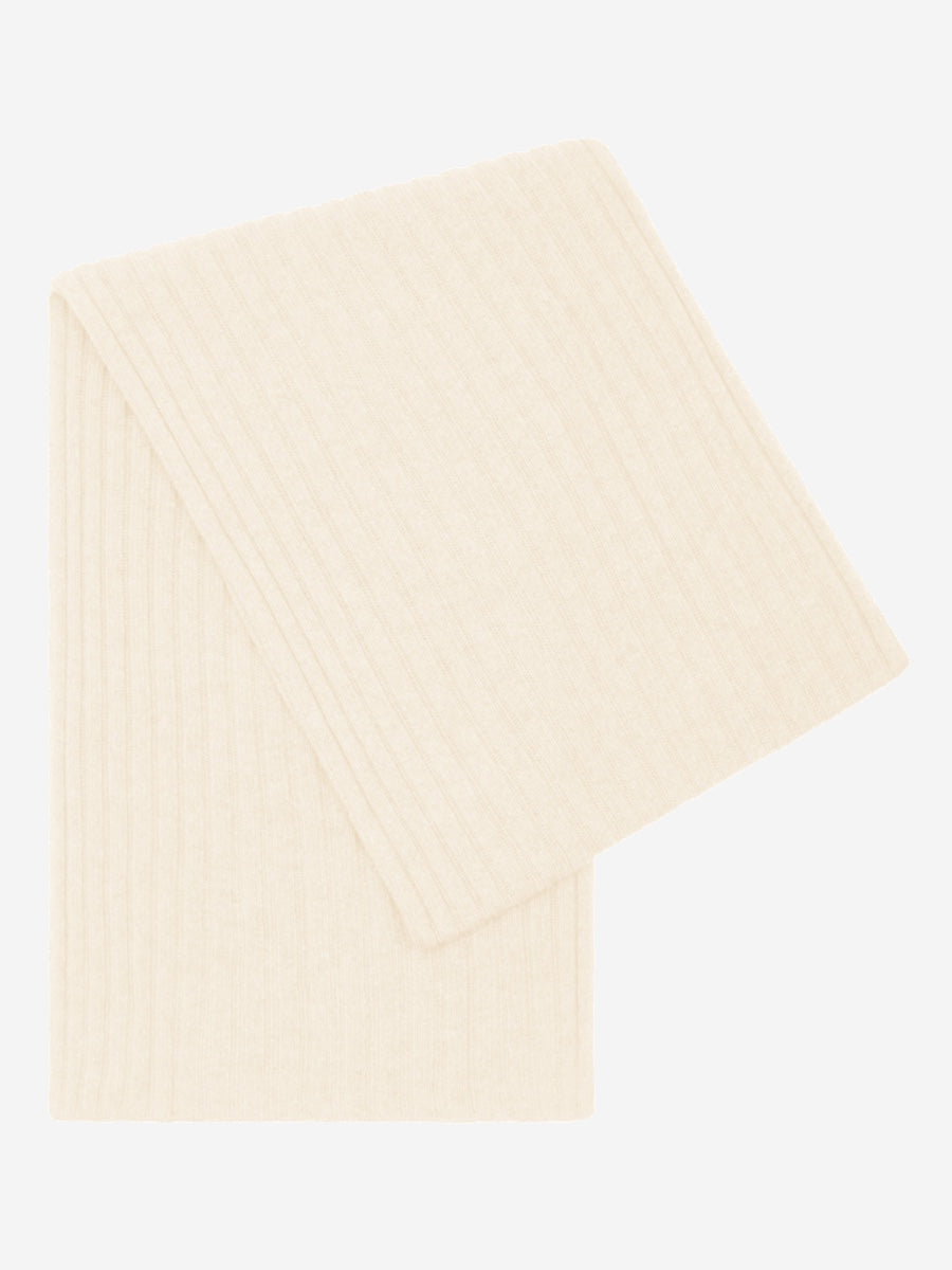 Napoli (cream) - Italian 100% cashmere ribbed scarf (unisex) — photo 1 of 10