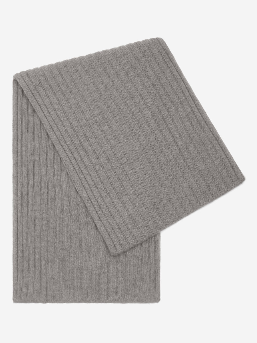 Napoli (light grey) - Italian 100% cashmere ribbed scarf (unisex) — photo 1 of 10