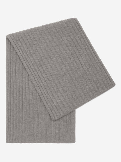 Napoli (light grey) - Italian 100% cashmere ribbed scarf (unisex) — photo 1 of 10