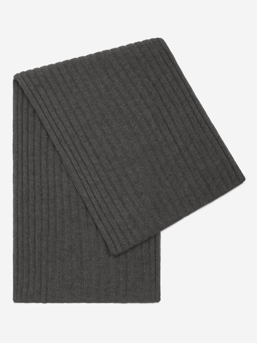 Napoli (dark grey) - Italian 100% cashmere ribbed scarf (unisex) — photo 1 of 10