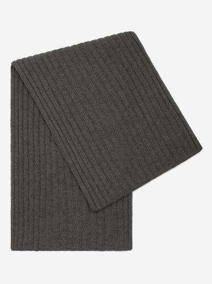 Napoli (dark grey) - Italian 100% cashmere ribbed scarf (unisex) — photo 1 of 10