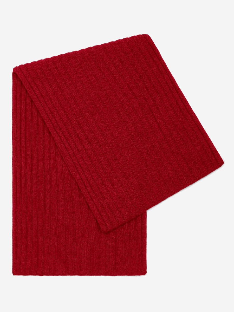 Napoli (red) - Italian 100% cashmere ribbed scarf (unisex) — photo 1 of 10