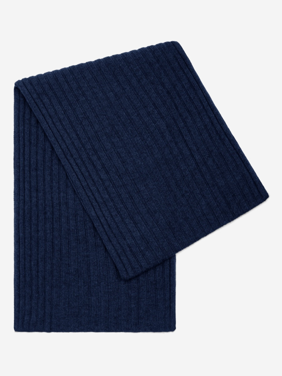 Napoli (navy blue) - Italian 100% cashmere ribbed scarf (unisex) — photo 1 of 10