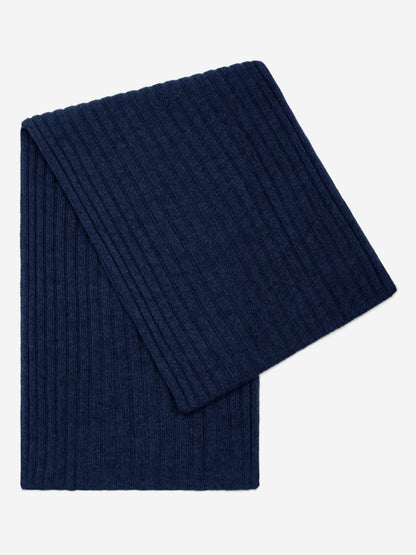 Napoli (navy blue) - Italian 100% cashmere ribbed scarf (unisex) — photo 1 of 10