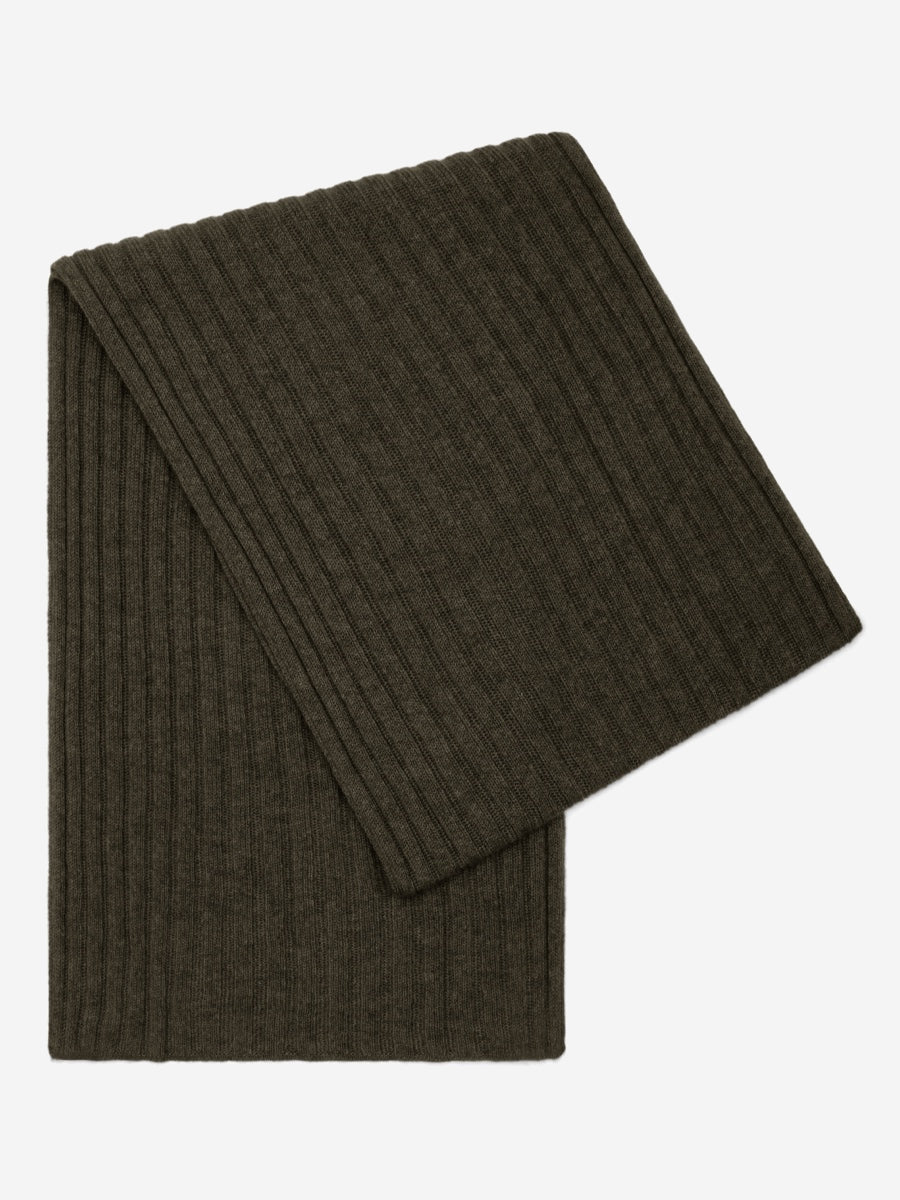 Napoli (dark green) - Italian 100% cashmere ribbed scarf (unisex) — photo 1 of 10