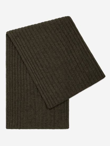 Napoli (dark green) - Italian 100% cashmere ribbed scarf (unisex) — photo 1 of 10
