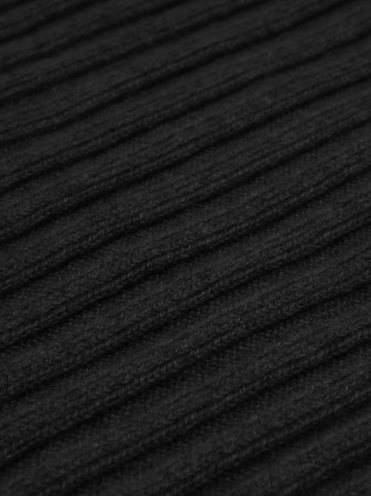 Napoli (black) - Italian 100% cashmere ribbed scarf (unisex) — photo 2 of 10