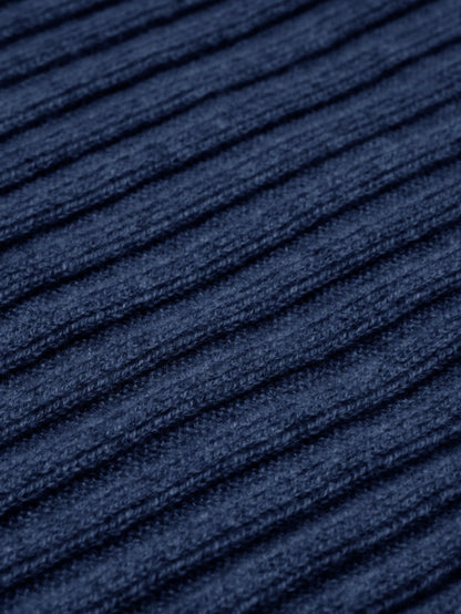 Napoli (navy blue) - Italian 100% cashmere ribbed scarf (unisex) — photo 2 of 10