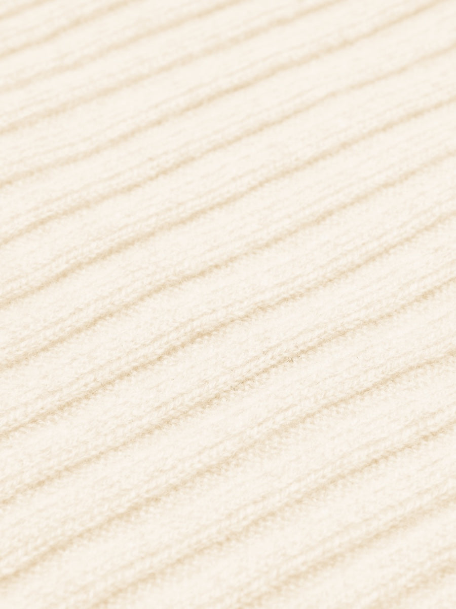 Napoli (cream) - Italian 100% cashmere ribbed scarf (unisex) — photo 2 of 10