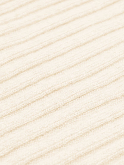 Napoli (cream) - Italian 100% cashmere ribbed scarf (unisex) — photo 2 of 10