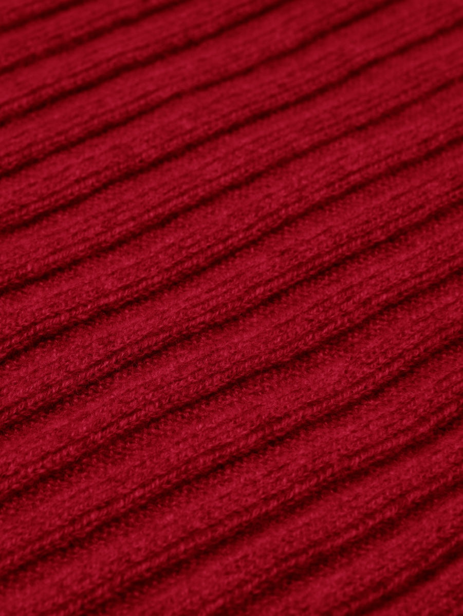 Napoli (red) - Italian 100% cashmere ribbed scarf (unisex) — photo 2 of 10