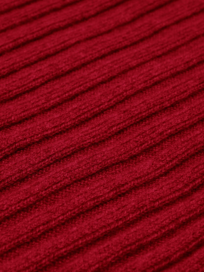 Napoli (red) - Italian 100% cashmere ribbed scarf (unisex) — photo 2 of 10