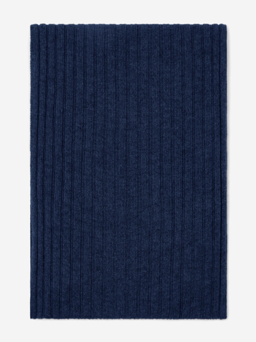 Napoli (navy blue) - Italian 100% cashmere ribbed scarf (unisex) — photo 3 of 10