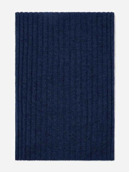 Napoli (navy blue) - Italian 100% cashmere ribbed scarf (unisex) — photo 3 of 10