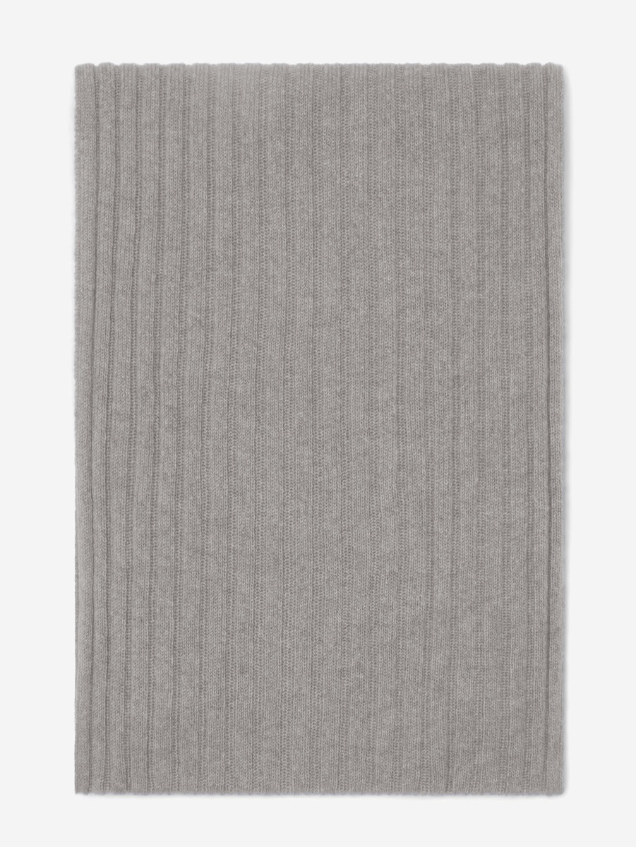 Napoli (light grey) - Italian 100% cashmere ribbed scarf (unisex) — photo 3 of 10