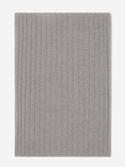 Napoli (light grey) - Italian 100% cashmere ribbed scarf (unisex) — photo 3 of 10