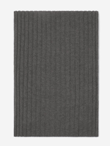 Napoli (dark grey) - Italian 100% cashmere ribbed scarf (unisex) — photo 3 of 10