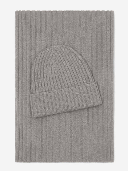 Napoli (light grey) - Italian 100% cashmere ribbed scarf (unisex) — photo 4 of 10