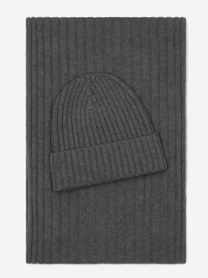 Napoli (dark grey) - Italian 100% cashmere ribbed scarf (unisex) — photo 4 of 10