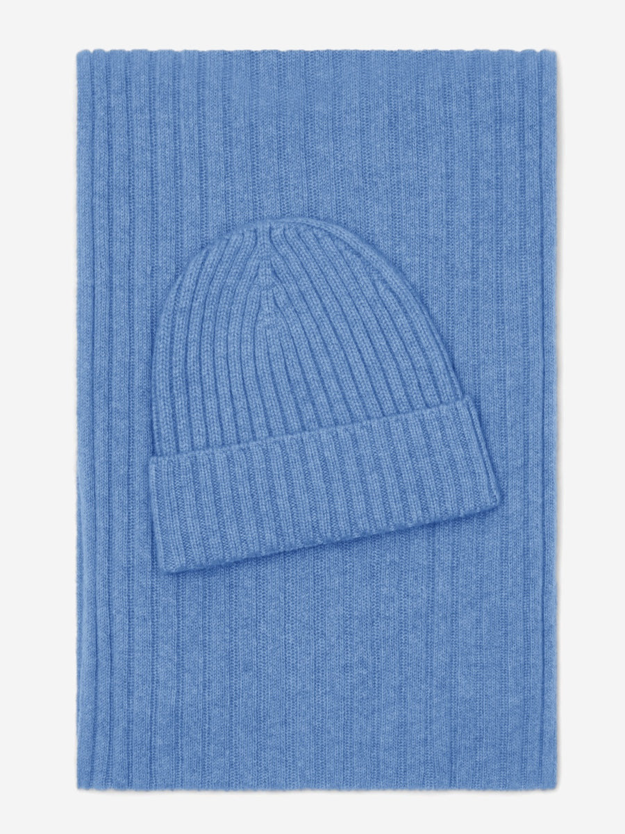 Napoli (light blue) - Italian 100% cashmere ribbed scarf (unisex) — photo 4 of 10