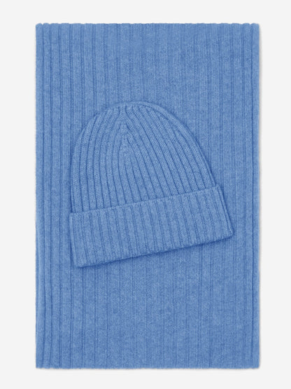 Napoli (light blue) - Italian 100% cashmere ribbed scarf (unisex) — photo 4 of 10