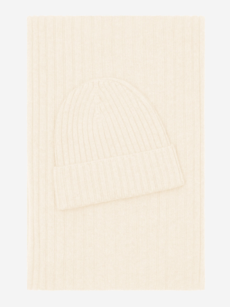 Napoli (cream) - Italian 100% cashmere ribbed scarf (unisex) — photo 4 of 10