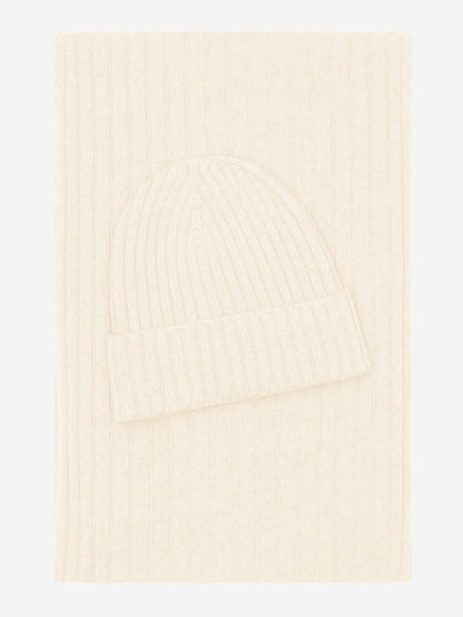 Napoli (cream) - Italian 100% cashmere ribbed scarf (unisex) — photo 4 of 10