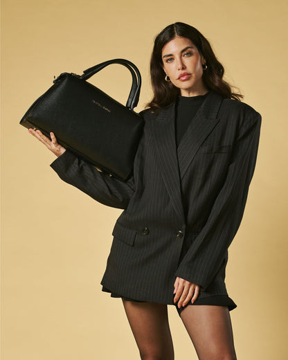 Cecilia (black) - Italian calf leather women’s handbag (with shoulder strap) — photo 3 of 8