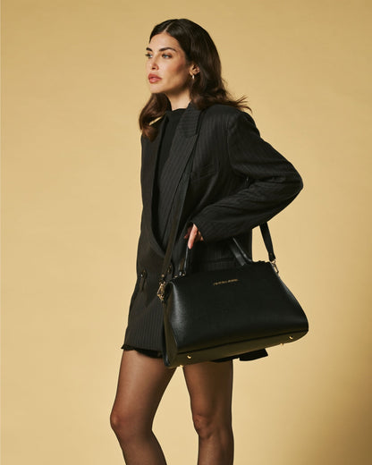 Cecilia (black) - Italian calf leather women’s handbag (with shoulder strap) — photo 8 of 8