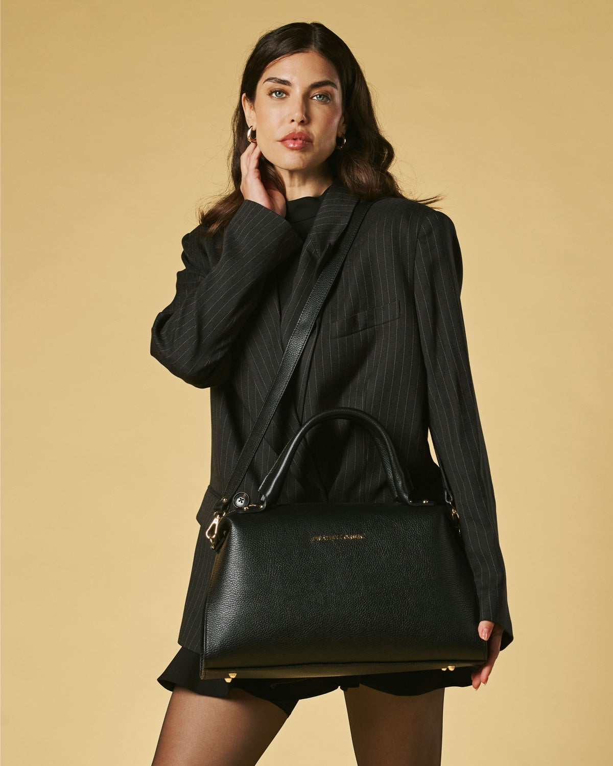 Cecilia (black) - Italian calf leather women’s handbag (with shoulder strap) — photo 6 of 8