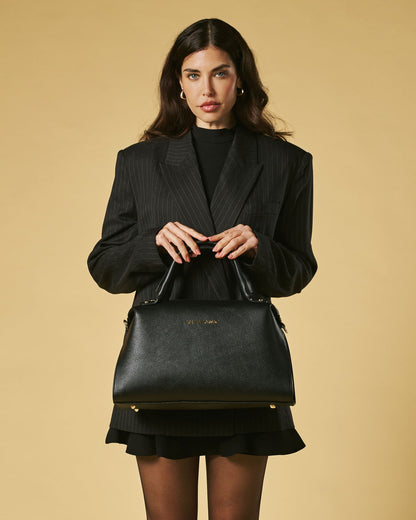 Cecilia (black) - Italian calf leather women’s handbag (with shoulder strap) — photo 7 of 8