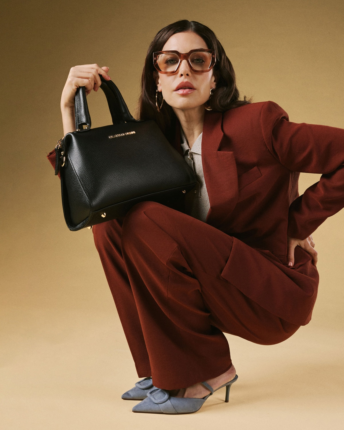 Cecilia (black) - Italian calf leather women’s handbag (with shoulder strap) — photo 1 of 8