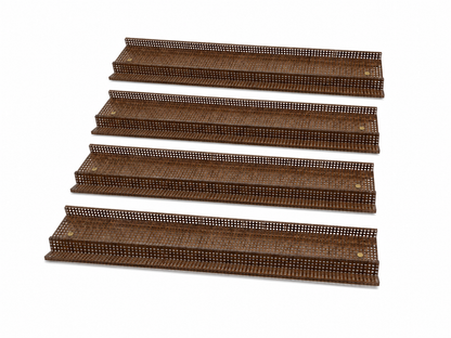 Horizon Mahjong Rack & Pusher | 20 Inches | Set of 4 | Chocolate Woven Rattan