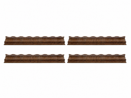 Shoreline Mahjong Rack & Wavy Pusher | 20 Inches | Set of 4 | Chocolate Woven Rattan