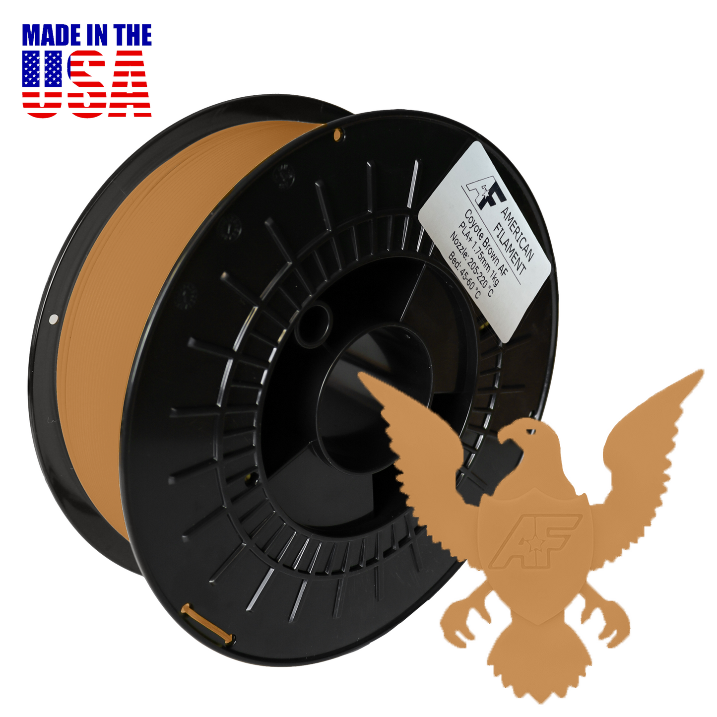 Filamento para impresora 3D PLA+ AF marrón coyote, 1,75 mm de diámetro