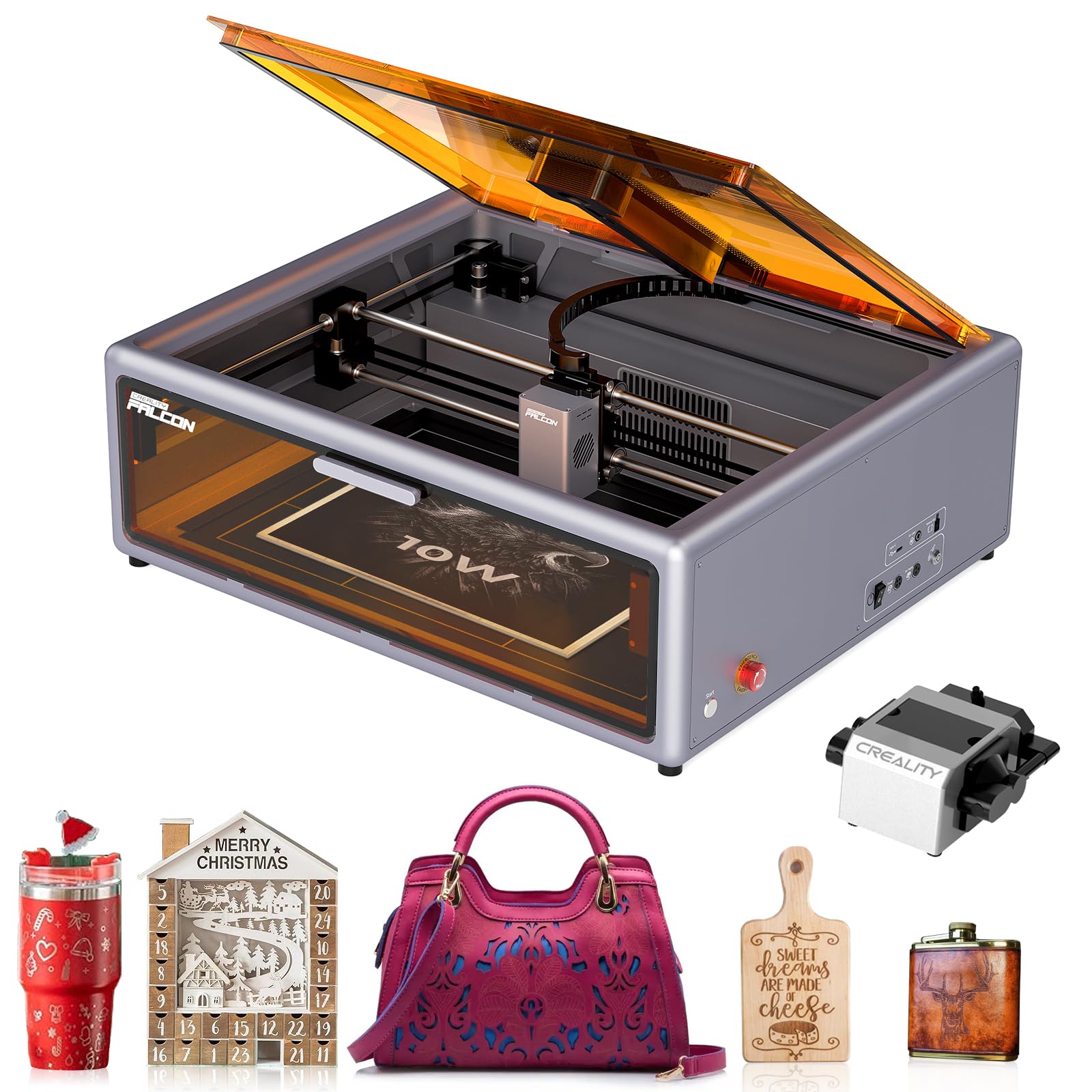 Creality Falcon A1 10W Laser Engraver, Enclosed Laser Cutter with Air Assist, HD Camera Positioning, Beginner-friendly, Class 1 Safety Laser Engravering Machine for Wood and Metal, Acrylic — photo 1 of 10
